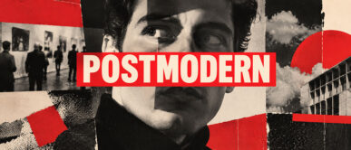 Home 2 what is postmodern art? ai generated image of a collage postmodern inspired artwork with text postmodern on top